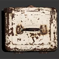 Vintage First Aid Box Design With Rusted White Surface Red Cross Symbol And Metal Handle