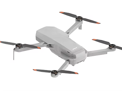 Modern Gray Quadcopter Drone Design With Four Propellers And Orange Tips 3d model