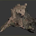 Realistic Great Wall Model On Mountain Terrain With Ancient Towers And Walls