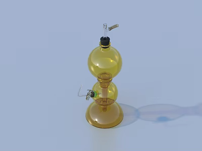 Yellow Gourd Shaped Glass Decorative Living Accessory With Metal Top And Base 3d model
