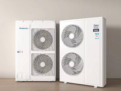Efficient White Daikin Air Conditioner Fans Two Outdoor Units with Dual Blades 3d model