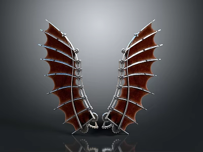 Decorative Wing Design Household Decor Items With Metal Frame And Brown Panels 3d model