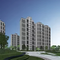 Modern Multiple Floor Residential Building With White Facade And Surrounding Green Trees Lawns