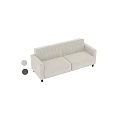 Cream Colored Two Seater Sofa with Tufted Backrest and Dark Wooden Legs 3d model