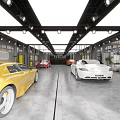 4S Dealership Showroom With Various Colored Cars Spacious Interior And Bright Lighting