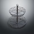 Two Tier Metal Decorative Scroll Design Storage Rack For Household Items