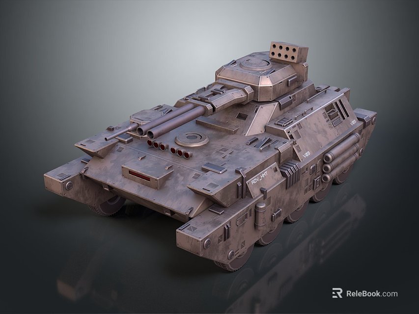 3D Rendered Military Tank With Armored Plates Tracks And Cannon 3d model 
