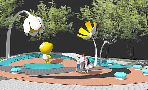 Children's activity area Modern play equipment 3d model