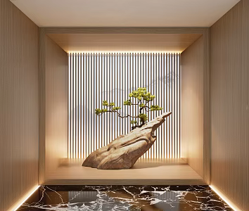 Modern landscape sketch rockery green plant sketch 3d model