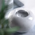 Decorative Ornament Collection With Rosemary Glass Vase Wooden Grinders Olive Oil Bottle And Marble Tray