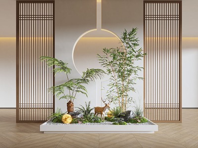 New Chinese Style Indoor Landscape Landscaping Landscape Setches Indoor Landscape Indoor Landscape Bryophytes Plant Pile 3d model