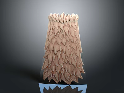 Biomorphic Sculpture Featuring Light Brown Leaf Like Organic Structures And Base 3d model