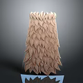 Biomorphic Sculpture Featuring Light Brown Leaf Like Organic Structures And Base