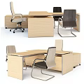 Modern Home Office Desk and Chair Set with Wooden Table and Ergonomic Chairs