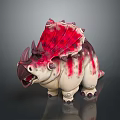 Cartoon Triceratops Figure With Red White Coloration Horns Open Mouth And Decorative Back Plates