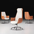 Modern Office Chair With White And Orange Design High Back Armrests Metal Base Swivel Wheels