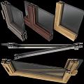 Durable Casement Windows Featuring Various Frame Designs and Clear Glass Panels 3d model