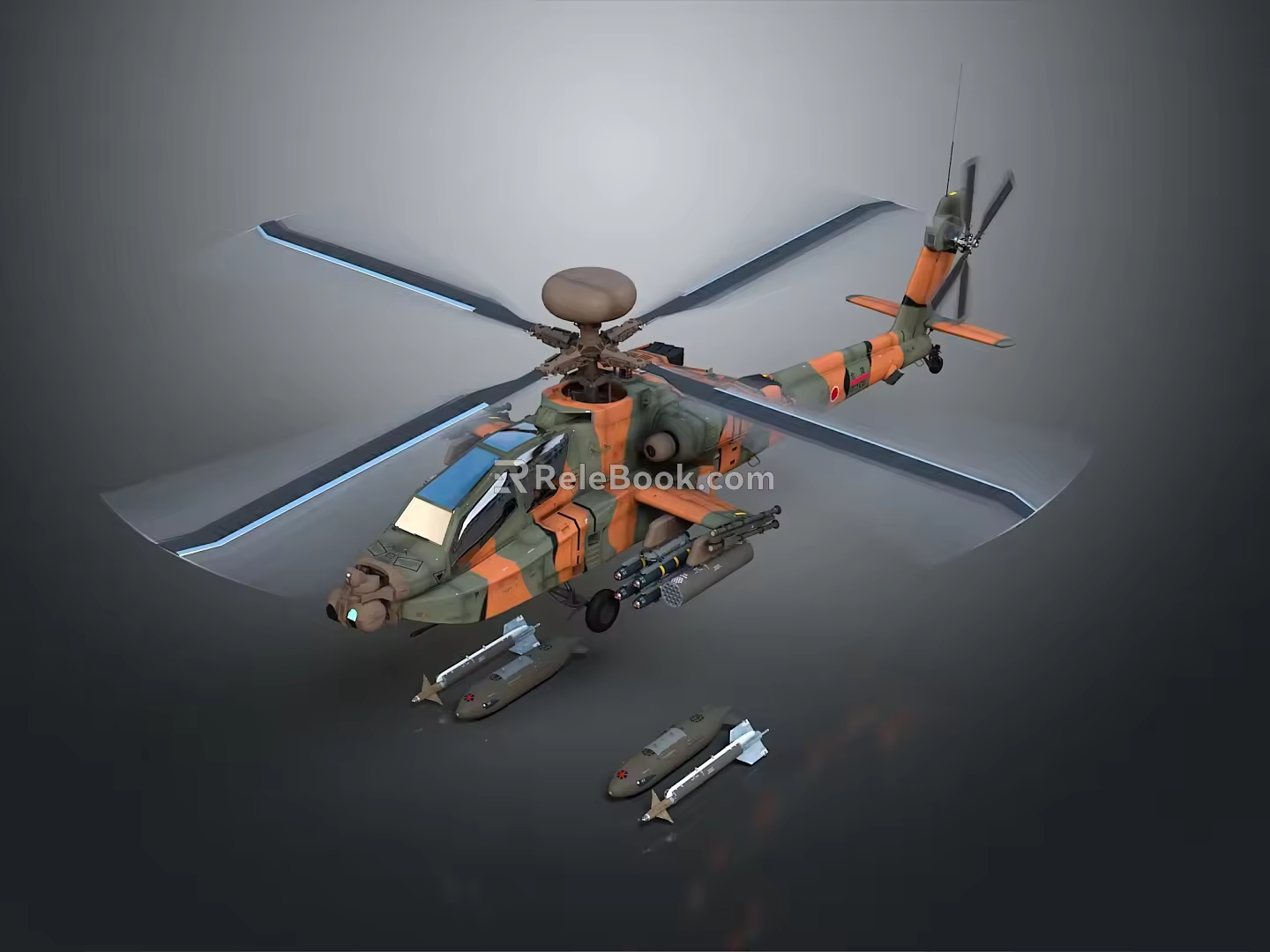 Modern Helicopter Apache Gunship Helicopter Aircraft Gunship 3d model