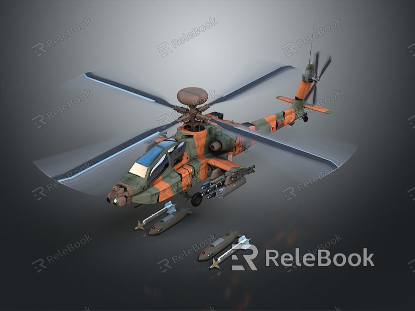 Modern Helicopter Apache Gunship Helicopter Aircraft Gunship model