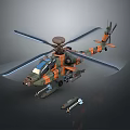 Modern Helicopter Apache Gunship Helicopter Aircraft Gunship 3d model