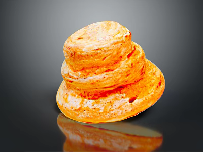 Delicious Golden Stacked Flaky Pastries On Dark Surface With Reflection 3d model