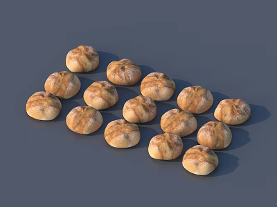 Small Round Breads with Golden Brown Baked Crust Perfect for Breakfast or Snacks 3d model