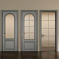 Modern Swing Doors With Various Glass Designs And Gray Frames 3d model