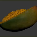 Fresh Ripe Mango Cut Open Showing Juicy Yellow Flesh Green Skin and Central Seed
