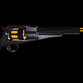 Modern Camouflage Revolver With Yellow Square Cylinder And Classic Grip Design