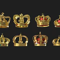 Exquisite Golden Crown Jewelry Collection Featuring Red Gemstones Cross Decorations And Intricate Design Details