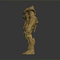 3D Rendered Mechanical Warrior Character With Detailed Golden Armored Exoskeleton 3d model