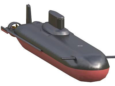 Modern Military Submarine With Black Red Hull And Command Tower Design 3d model