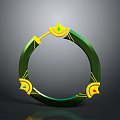 Stylish Green Circular Bracelet With Yellow Decorations And Emerald Gemstones