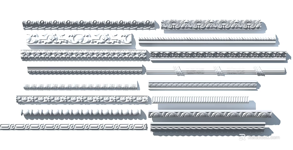 Ornate Decorative Moldings With Various Patterns And Detailed Carvings For Interior Design 3d model 