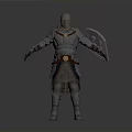 Man In Detailed Medieval Knight Armor With Metallic Shield Standing Pose 3d model