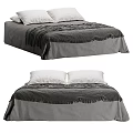 Cozy Double Bed With Gray Bed Sheet Fringed Blanket And White Pillows