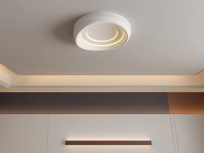 Modern White Flush Mount Ceiling Light With Circular Ring Warm Glow In Home Interior 3d model