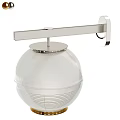 Modern Wall Light With Golden Arm And Transparent Striped Spherical Lampshade