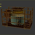 Rusted Metal Frame Industrial Equipment With Green Cylindrical Components And Yellow Top