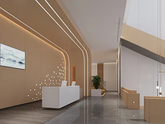 Fitness center Reception desk Staircase 3d model
