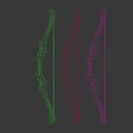 Three Decorative Fantasy Weapon Bows In Various Colors With Intricate Designs