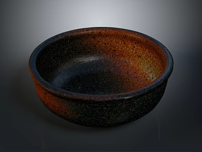 Hand Carved Sculpted Bowl With Rustic Brown Black Gradient Textured Surface 3d model