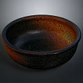 Hand Carved Sculpted Bowl With Rustic Brown Black Gradient Textured Surface 3d model