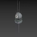 Game and Movie Character Design Featuring Floating Sphere With Green Accents and Hanging Cables