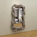 Wall Mounted Gray Mirror With Wavy Frame Reflects Modern Room Interior 3d model
