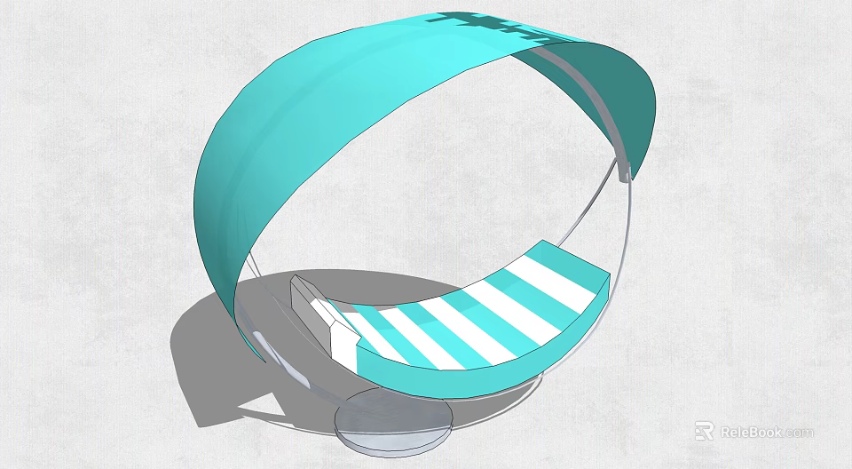 Modern Hammock Design with Arched Frame and Blue White Striped Seat on Transparent Base 3d model 
