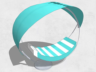 Modern Hammock Design with Arched Frame and Blue White Striped Seat on Transparent Base 3d model