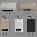Midea Storage And Tankless Water Heaters With Digital Display In White Gold Black