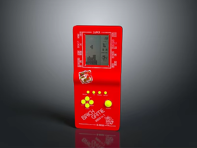 Red Handheld Electronic Game Console With Screen Buttons And Game & Go Logo 3d model