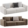 Modern Light Beige And Brown Two Seater Sofa With Decorative Pillows 3d model